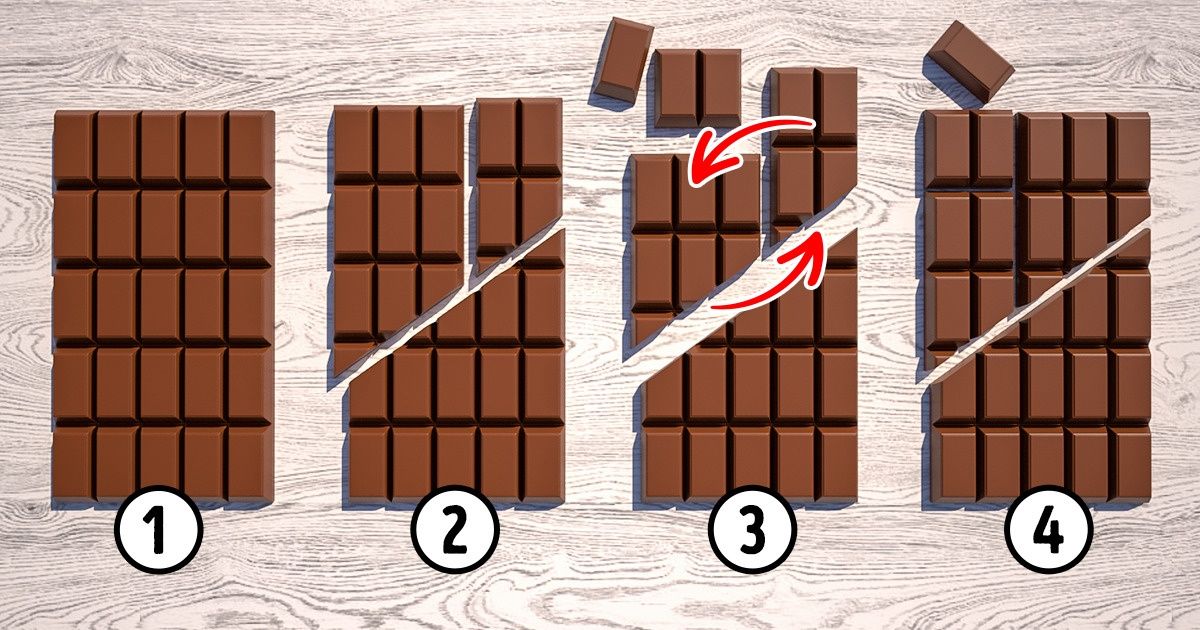 Шоколадка схема. Трюк с бесконечной шоколадкой. Бесконечная шоколадка схема. Фокус с шоколадкой. Бесконечная шоколадка gif.