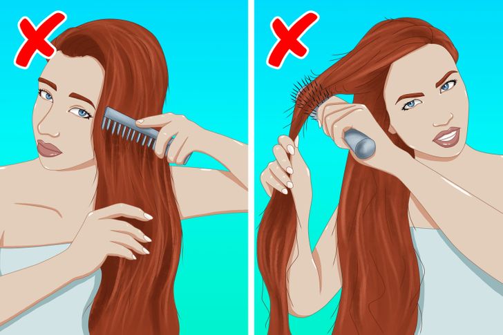Можно расчесывать мокрые волосы после мытья. Расчесывать мокрые волосы. Как правильно расчесывать мокрые волосы. Как расчесать волосы с кончиков вверх. Hair Tips.